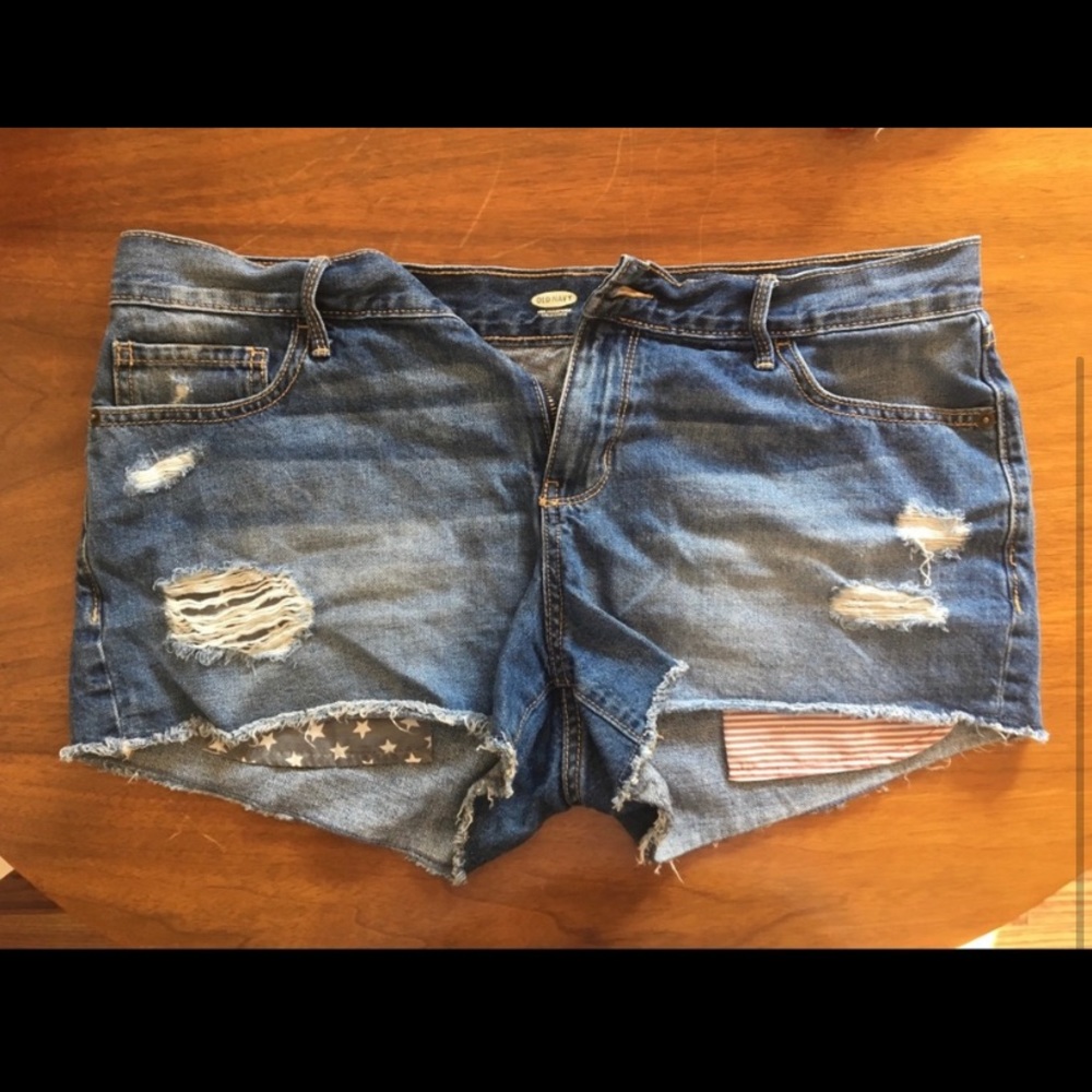 American Distressed American Flag Jean Shorts